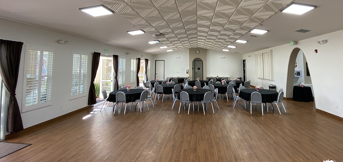 The main room set up for a wedding