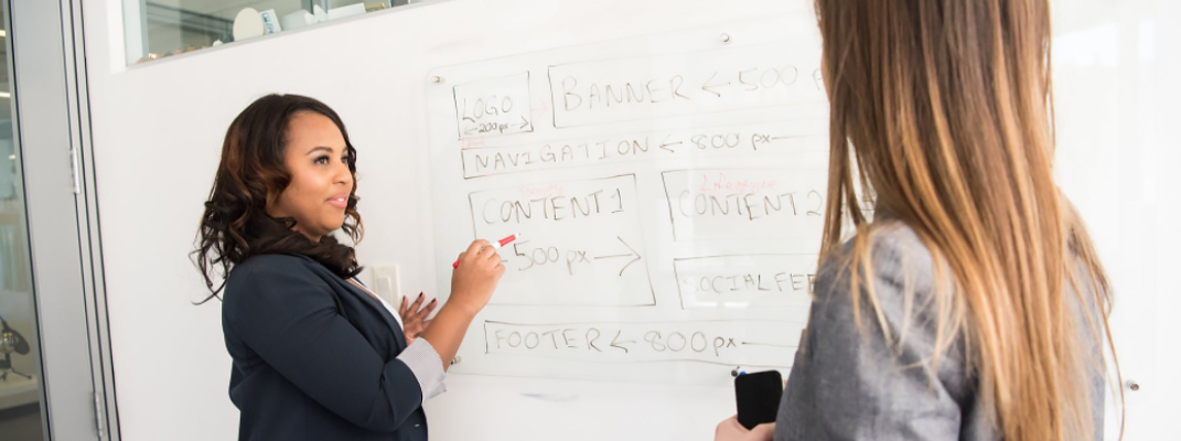 Woman teaching a class